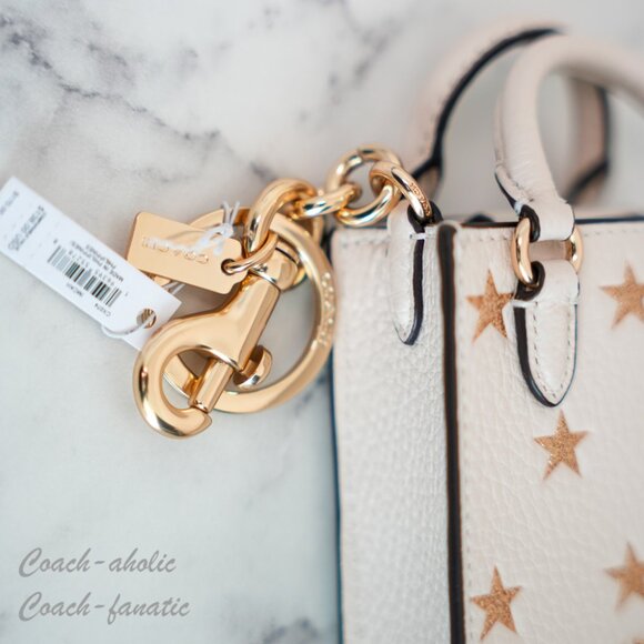 NWT Coach CX074 North/South Mini Tote Bag Charm With Star Print - Picture 8 of 11
